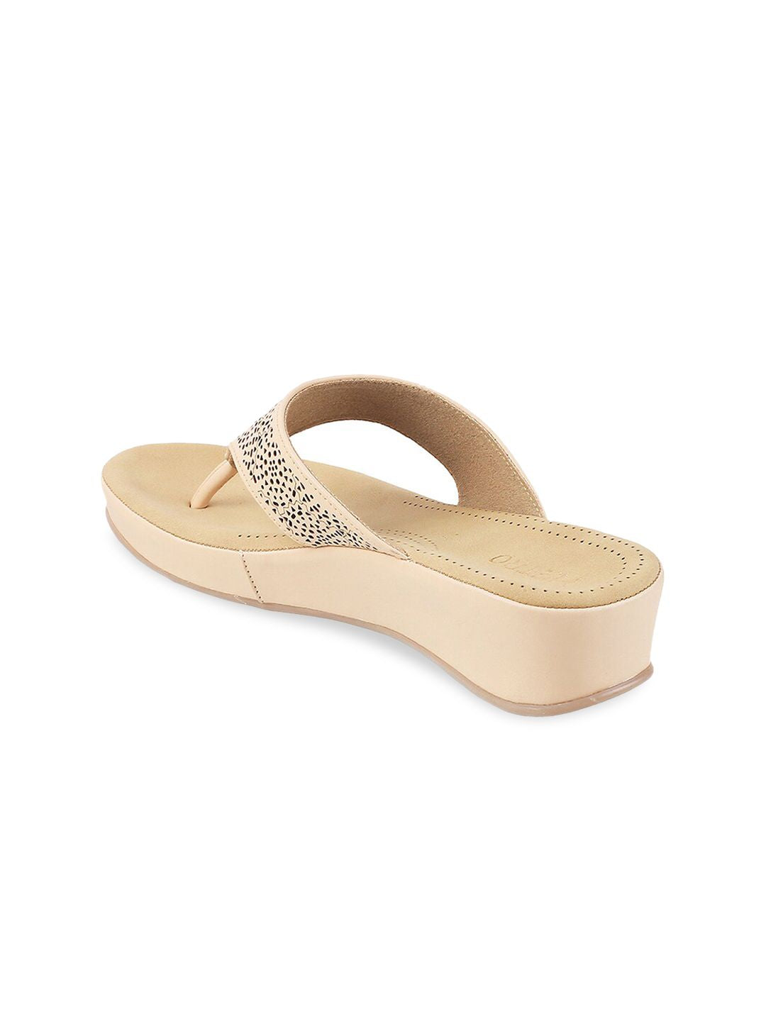 Metro Beige Comfort Sandals with Laser Cuts
