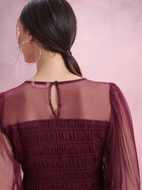 DressBerry Puff Sleeve Fit & Flare Midi Dress