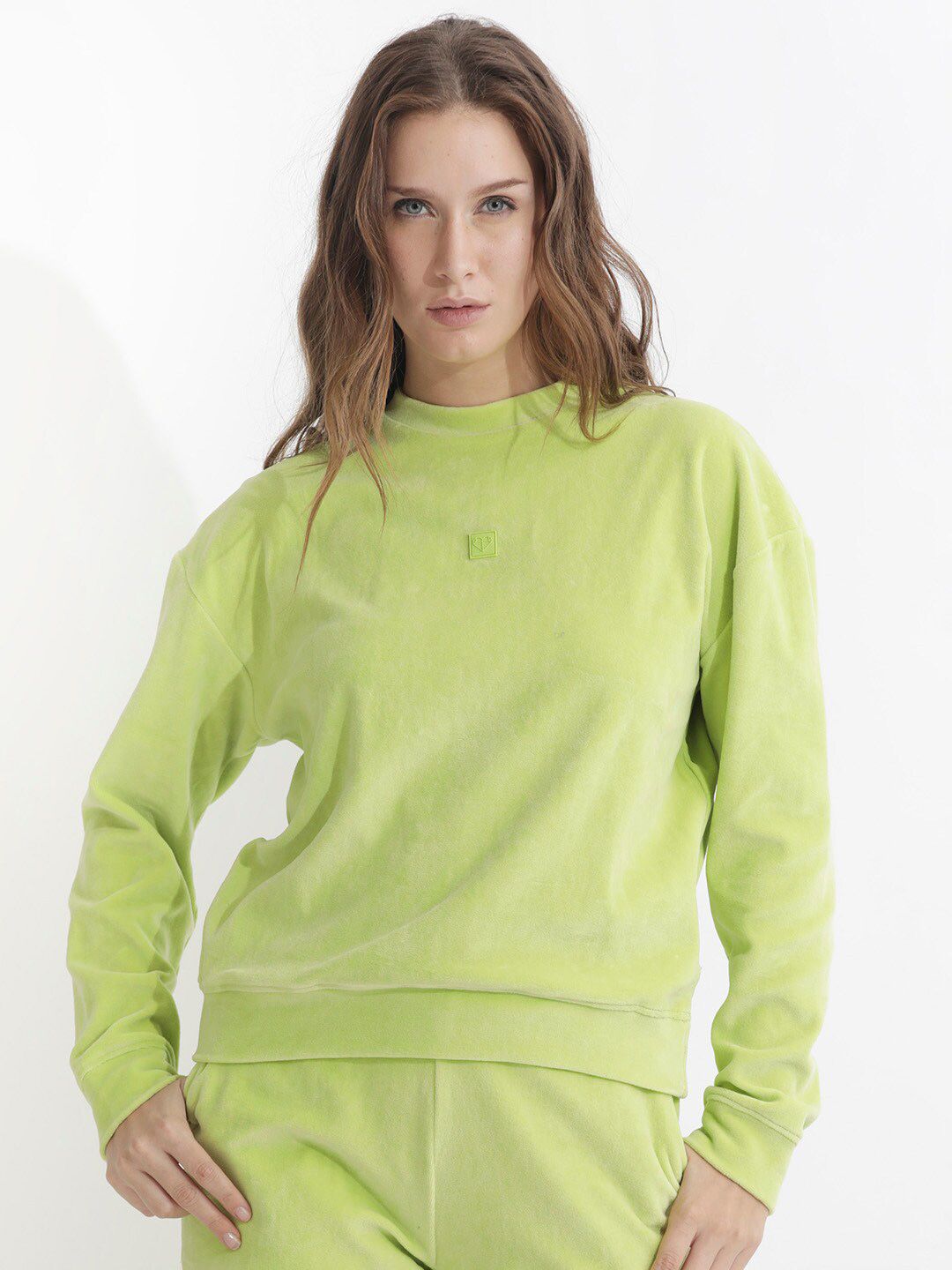 Rareism bulat leher kapas pullover sweatshirt