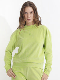Rareism bulat leher kapas pullover sweatshirt