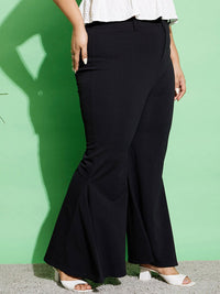 SASSAFRAS Curve Plus Size Women High-Rise Black Flared Trousers