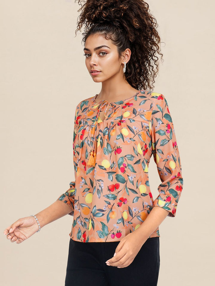 DressBerry Tropical Print A-Line Top