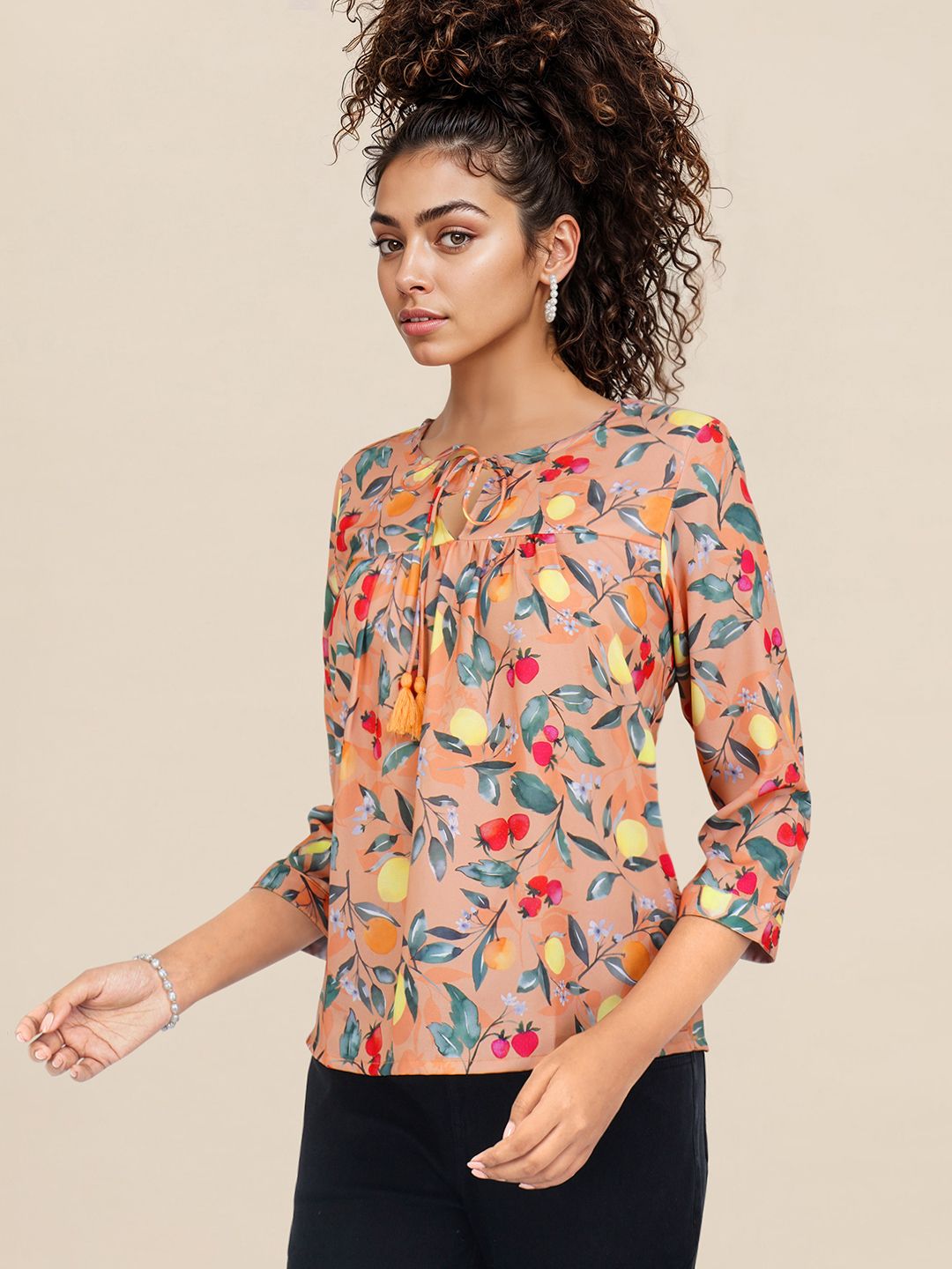 DressBerry Tropical Print A-Line Top