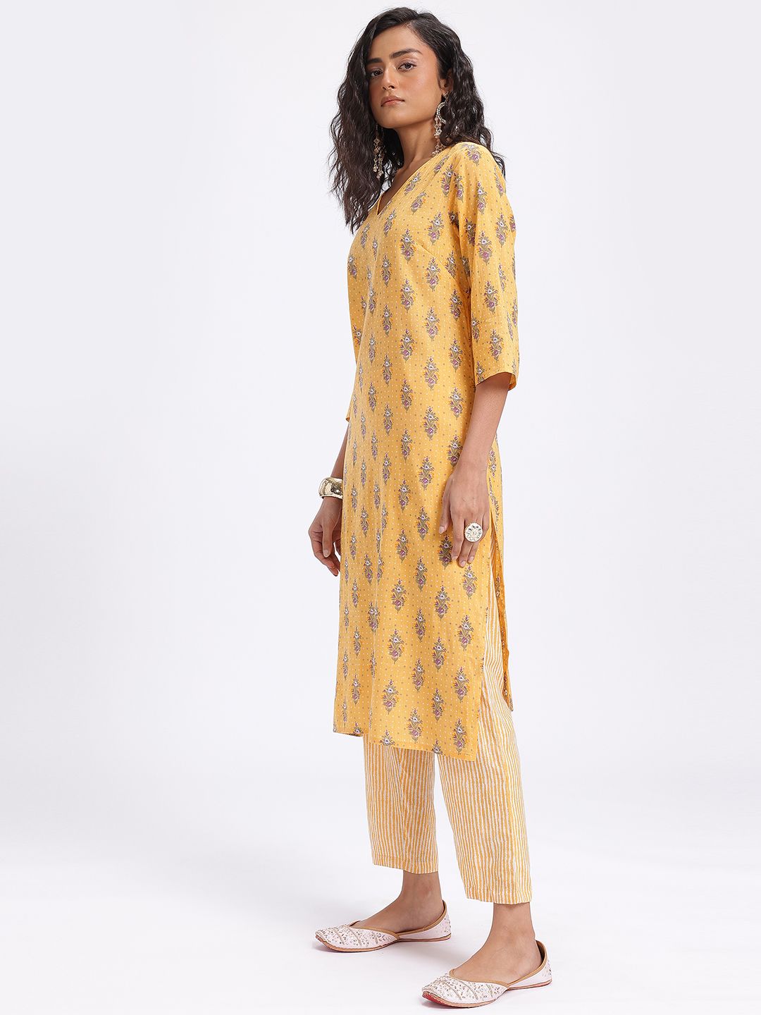 Anouk Printed Pure Cotton Kurta with Trousers & Dupatta