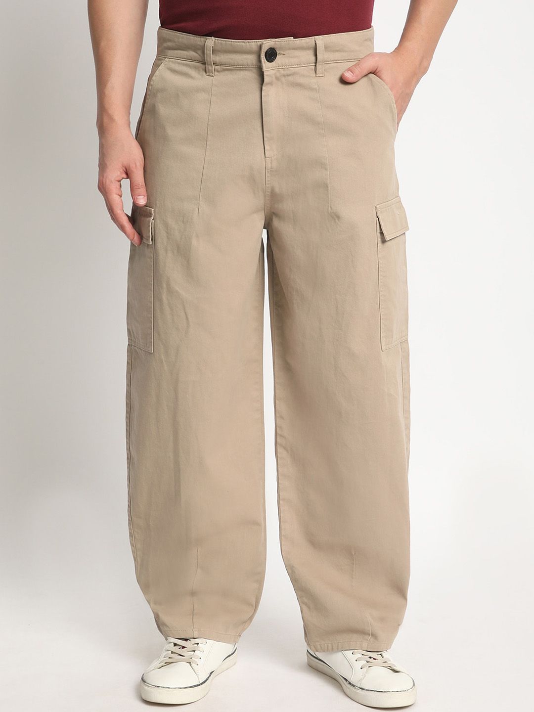 Bene Kleed Men Cotton Loose Balloon Fit Cargos Trousers