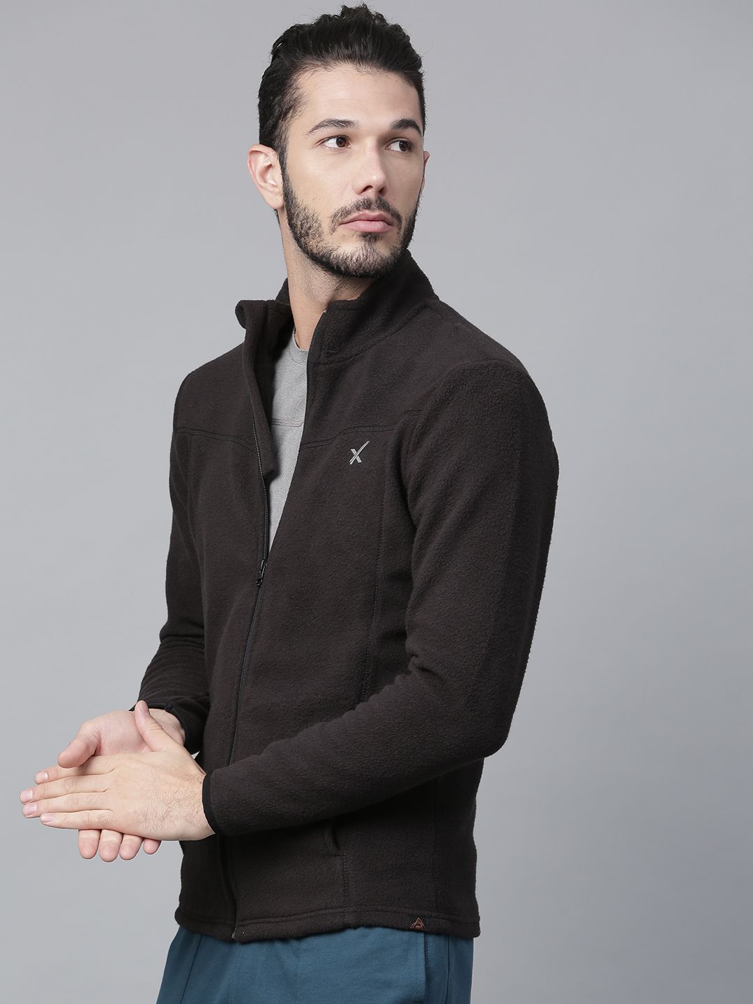 HRX by Hrithik Roshan Outdoor Men Black Solid Fleece Sweatshirt