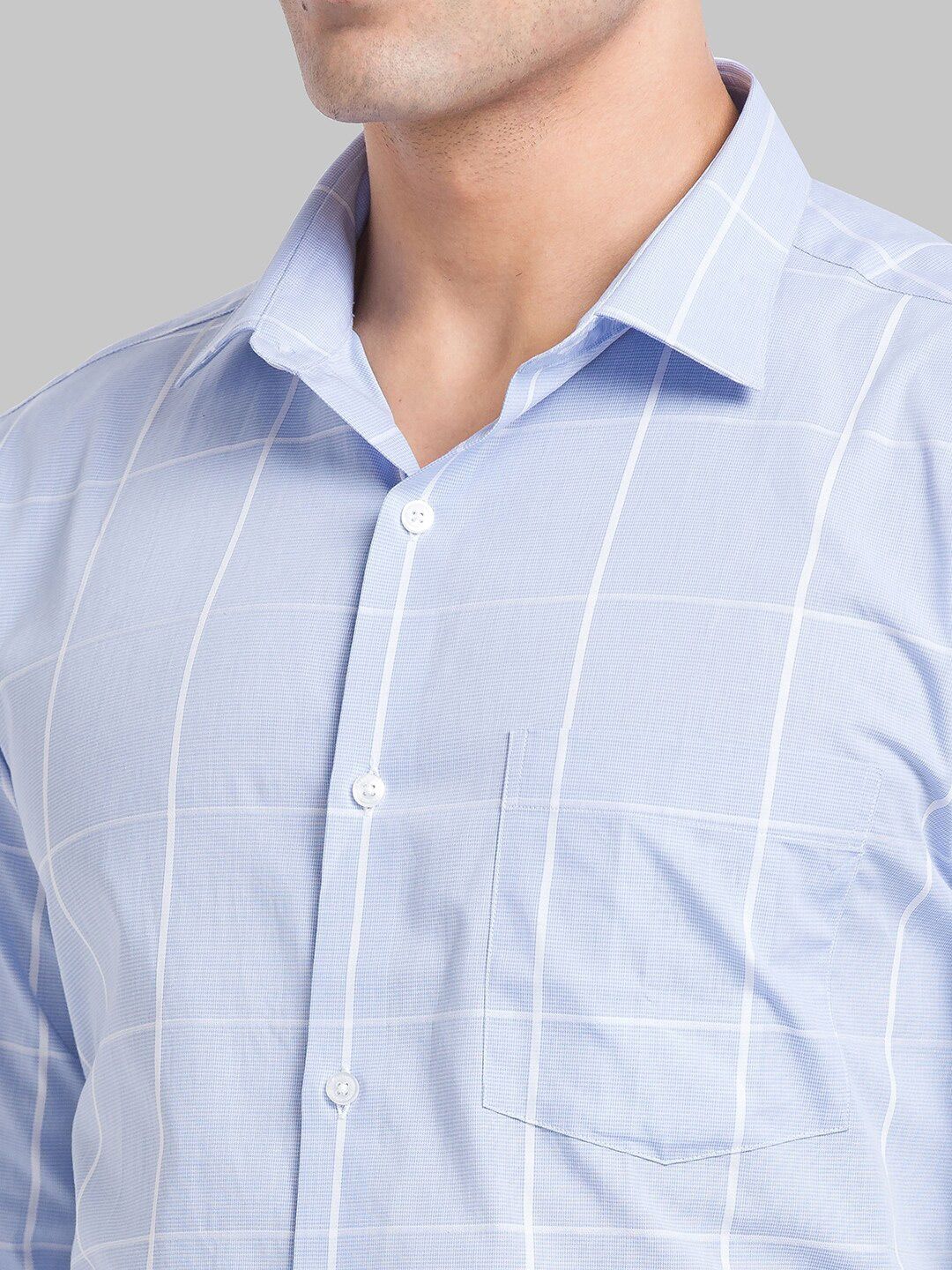 Park Avenue Slim Fit Windowpane Checked Organic Cotton Formal Shirt
