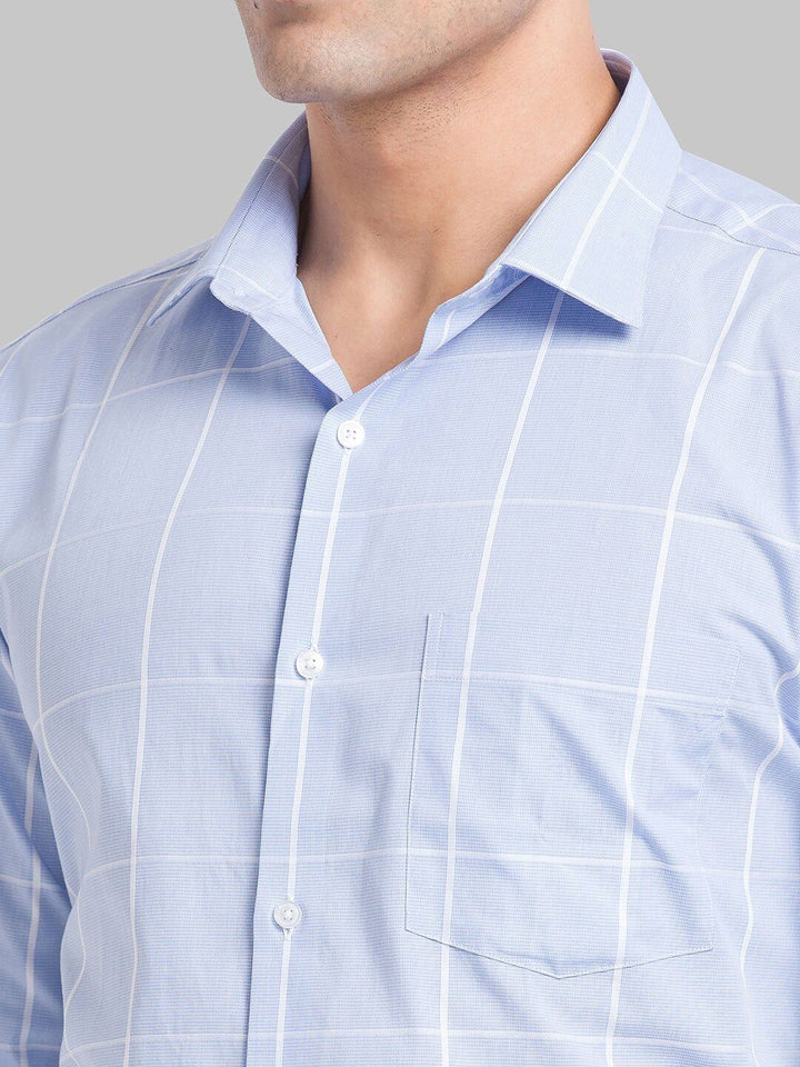Park Avenue Slim Fit Windowpane Checked Organic Cotton Formal Shirt