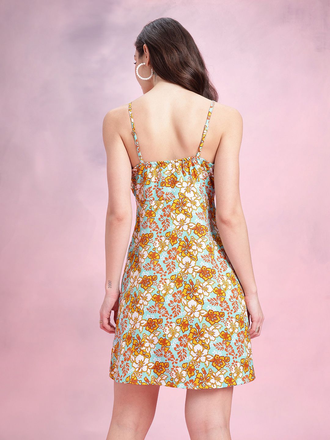 DressBerry Twisted Floral Printed Mini Dress