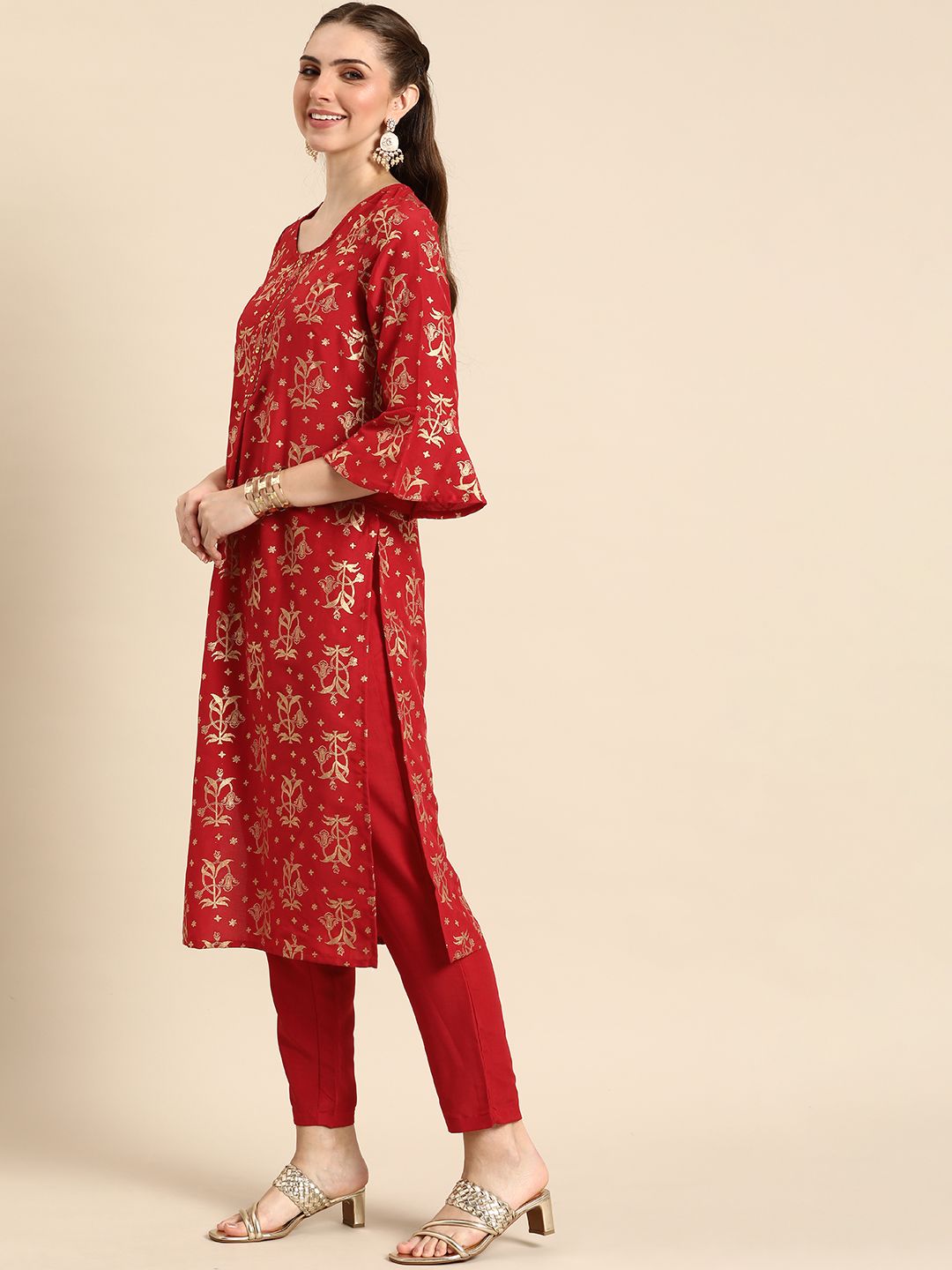 Anouk Ethnic Motifs Printed Regular Kurta with Trousers