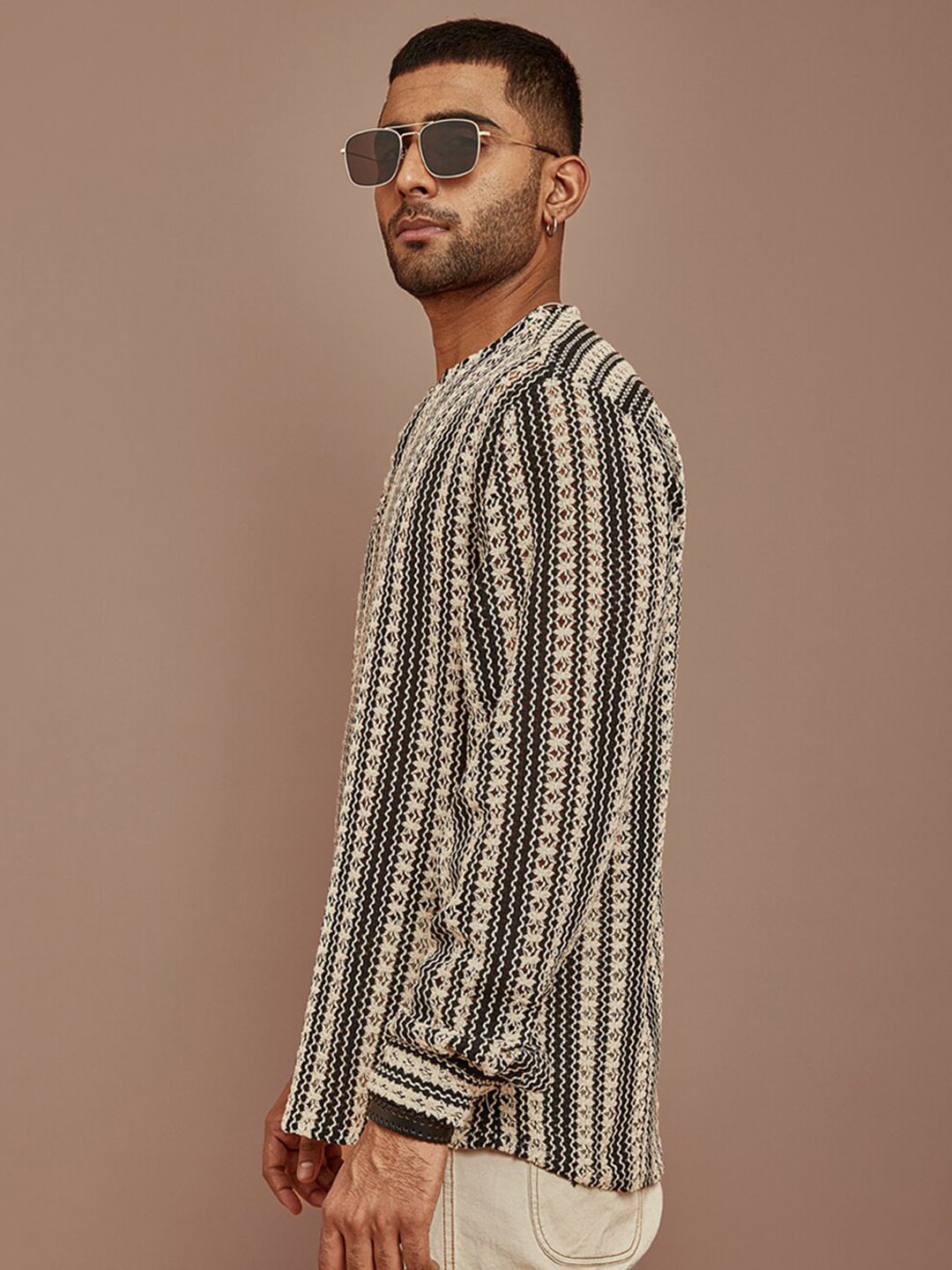 Powerlook Striped Kurta Style Full Sleeves Shirt