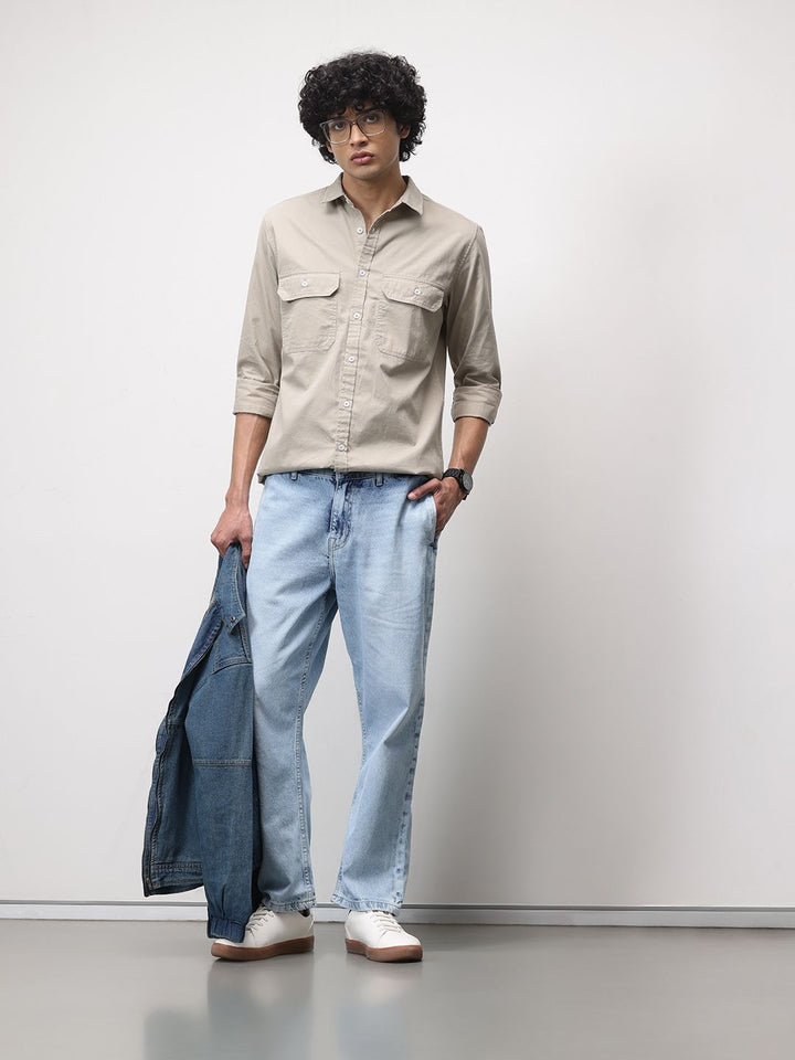 ether Pure Cotton Longline Casual Shirt