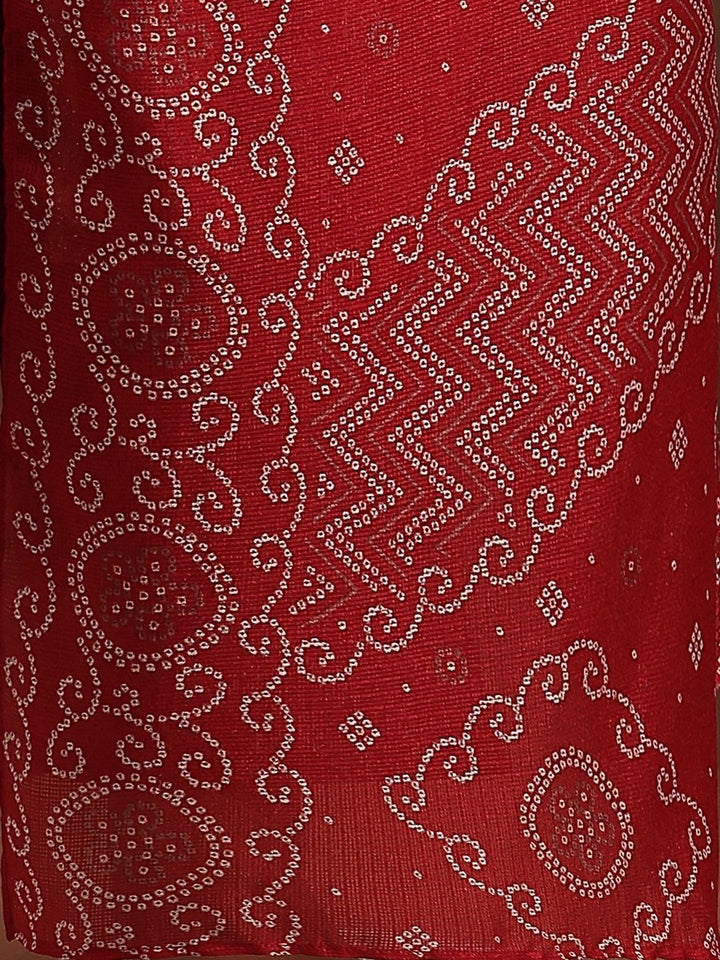 Libas Bandhani Printed Pleated Gotta Patti A-Line Kurta With Trouser & Dupatta