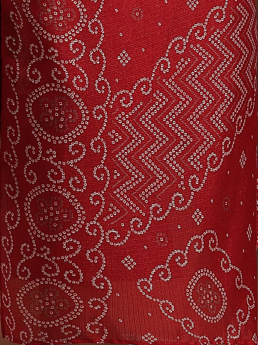 Libas Bandhani Printed Pleated Gotta Patti A-Line Kurta With Trouser & Dupatta