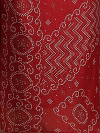 Libas Bandhani Printed Pleated Gotta Patti A-Line Kurta With Trouser & Dupatta