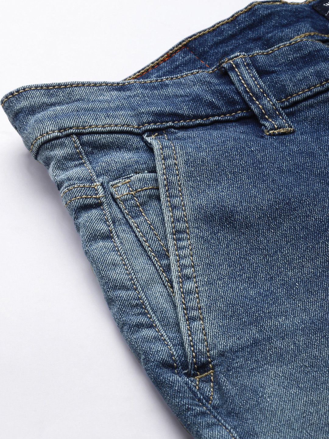 The Indian Garage Co Men Navy Blue Slim Fit Light Fade Stretchable Jeans
