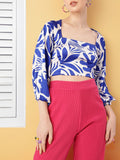 DressBerry Holiday Chic Raglan Sleeves Printed Crop Top