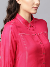 W Women Pink Solid Straight Kurta