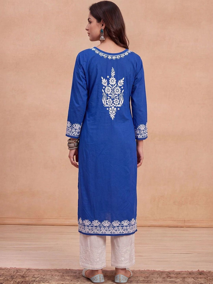 Kurta Sulam Benang Sulam Wanita Rumah Chikankari