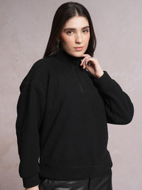 Tokyo Talkies Black High Neck Besar Pullover Sweatshirt