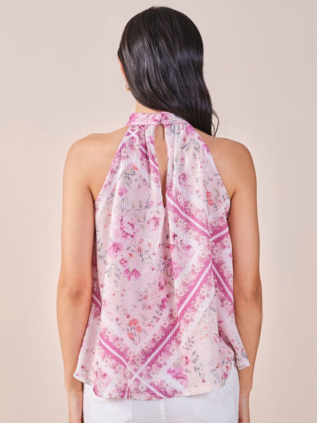 AND Women Abstract Print High Neck Sleeveless Top