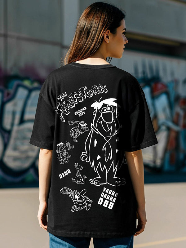 BEWAKOOF CARTOON NETWORK Rangkaian barangan Flintstones dicetak T-shirt besar