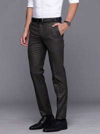 Raymond Men Checked Slim Fit Formal Trousers