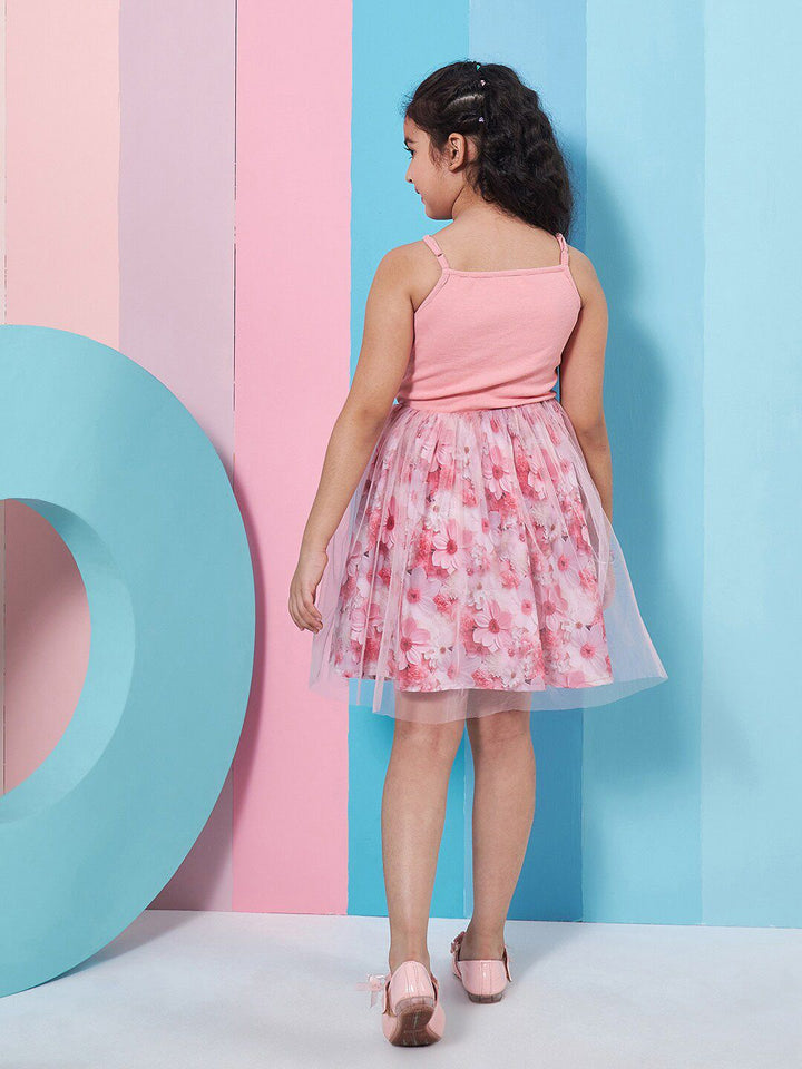 pspeaches Girls Floral Printed Woollen Fit & Flare Dress