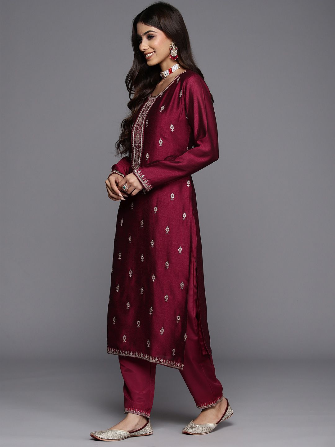 Indo Era Ethnic Motifs Embroidered Regular Sequinned Kurta with Trousers & Dupatta