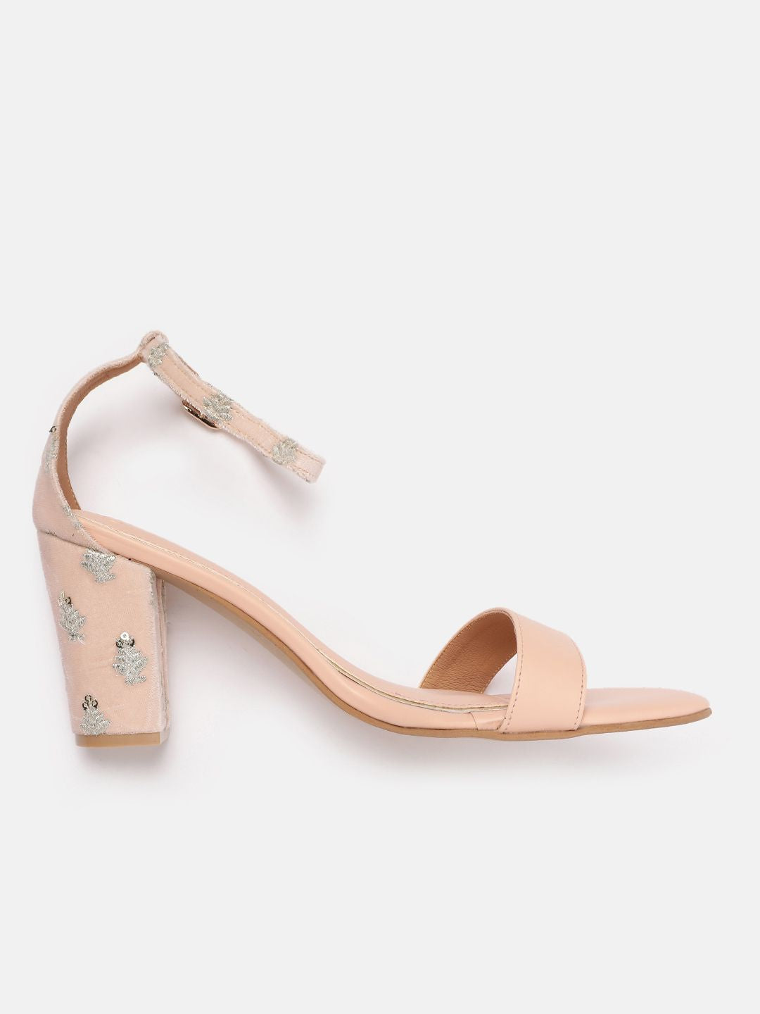 House of Pataudi Floral Embellished Block Heels