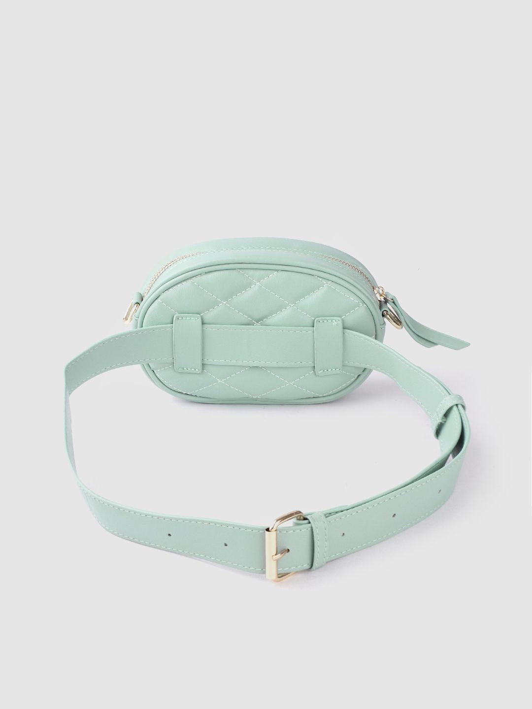 Lino Perros Women Mint Green Quilted Sling Bag Cum Fanny Pack