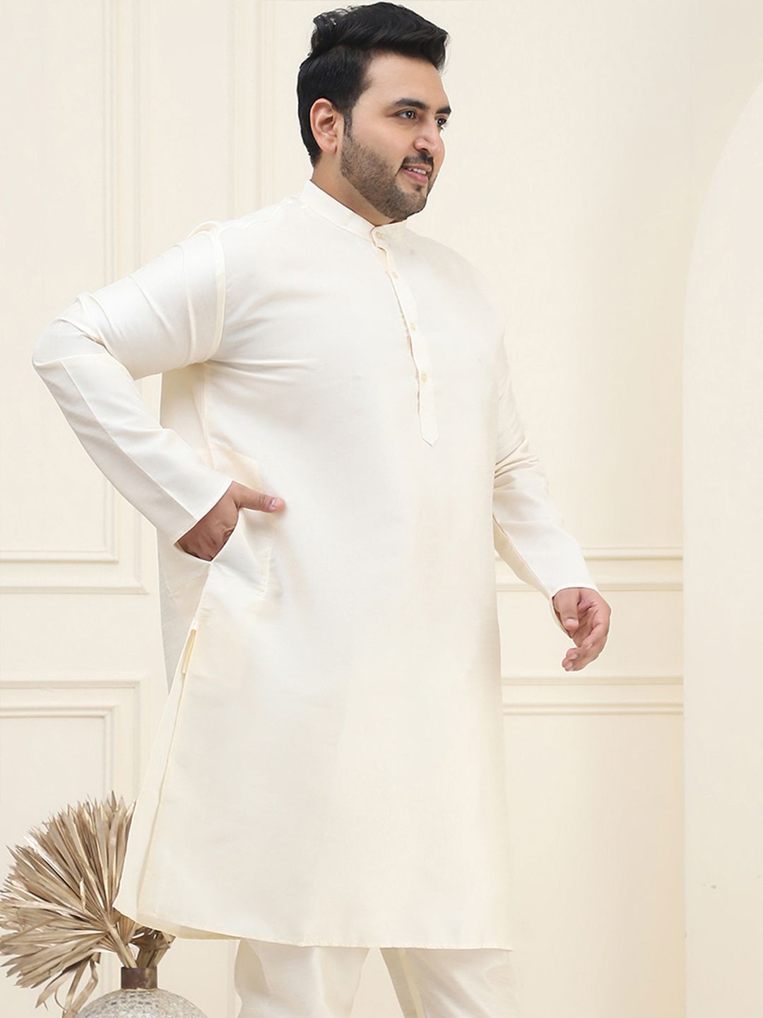 SOJANYA PLUS Size Men Off White Kurta