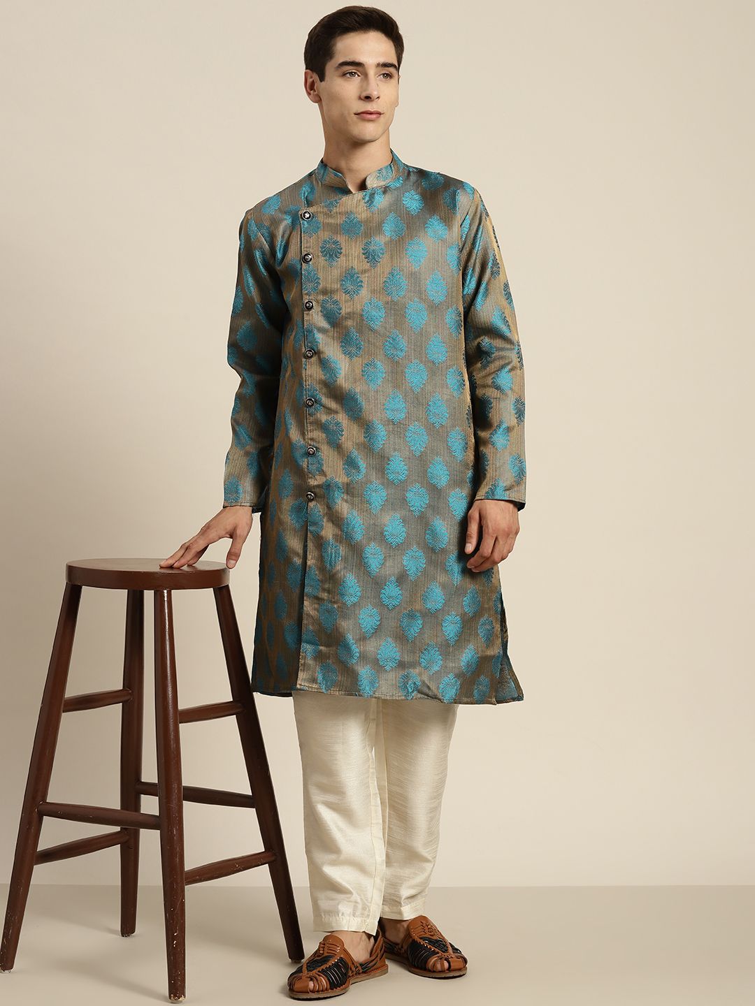 SOJANYA Ethnic Motifs Jacquard Silk Cotton Kurta