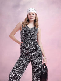 DressBerry Abstract Printed Basic Monochrome Jumpsuit