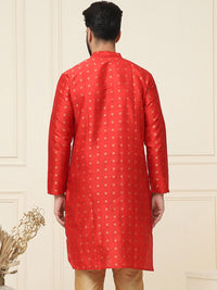 SOJANYA Men Maroon Woven Design Straight Kurta