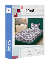 Klotthe Purple Geometric 400 TC Pure Cotton Single Bedsheet dalam Pembungkusan Lipat Buku