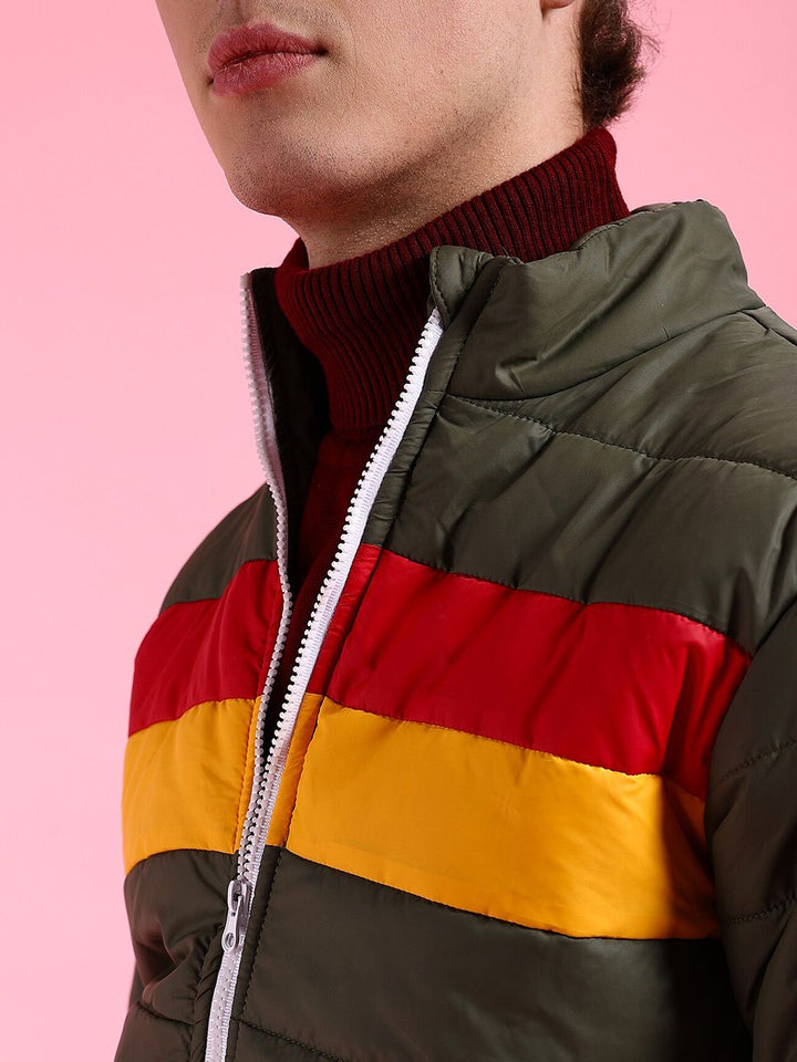 The Indian Garage Co Men Colourblock Regular Fit Puffer Jacket