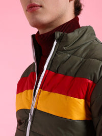 The Indian Garage Co Men Colourblock Regular Fit Puffer Jacket