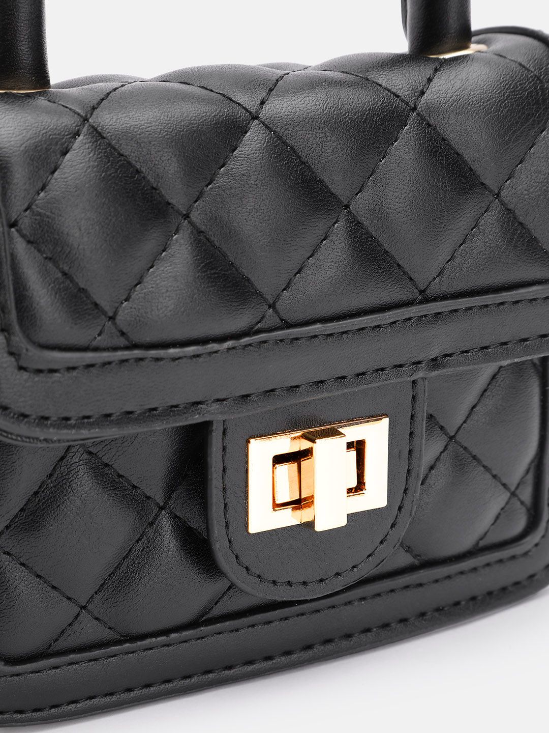 DressBerry Structured Quilted Satchel Bag