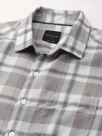 VASTRADO Men Classic Spread Collar Tartan Checked Cotton Slim Fit Casual Shirt