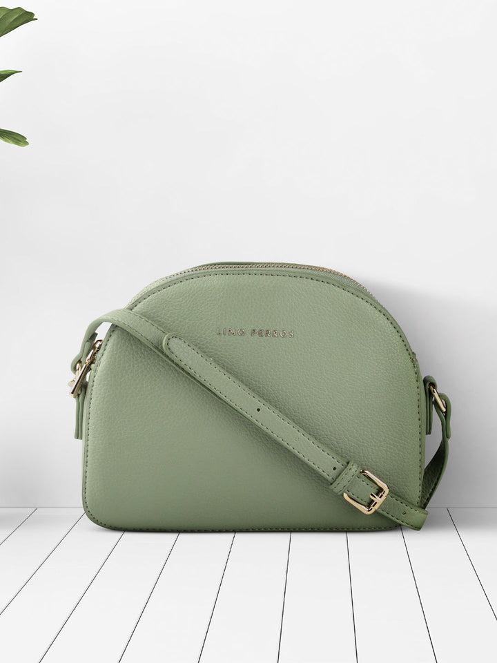 Lino Perros Green Solid Half Moon Sling Bag