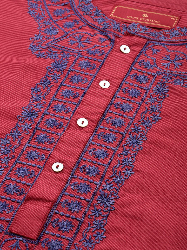 House of Pataudi Indie Floral Embroidered Jashn Kurta