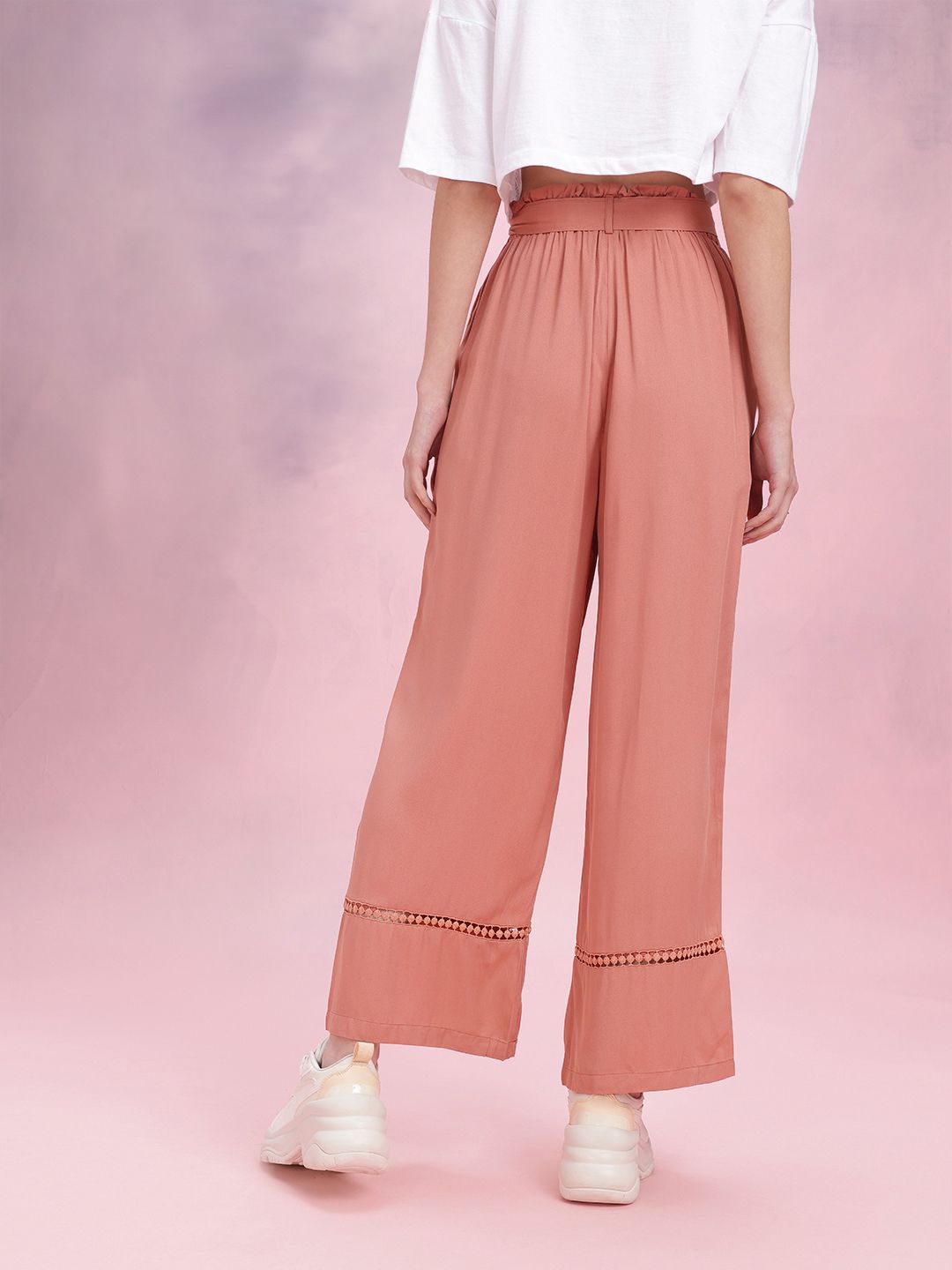DressBerry Women High-Rise Pleated Trousers Comes With a Belt