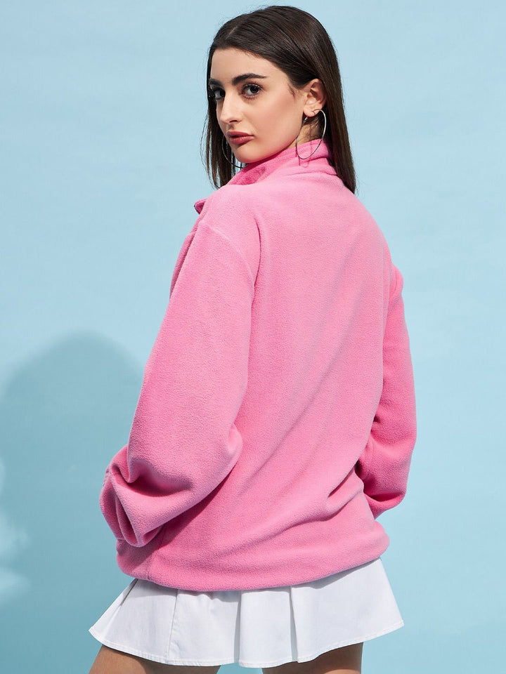 STREET 9 Pink Mock Collar Oversized Sweatshirt