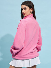 STREET 9 Pink Mock Collar Oversized Sweatshirt