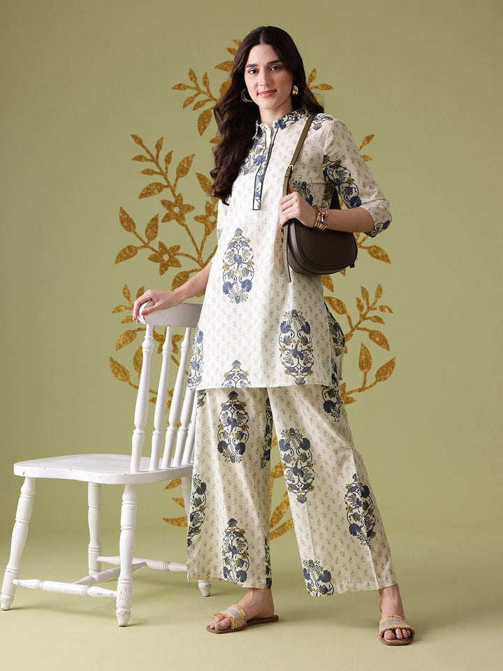 Anouk Floral Print Cotton Kurta with Palazzos