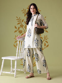 Anouk Floral Print Cotton Kurta with Palazzos