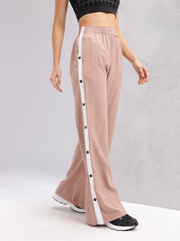 HRX by Hrithik Roshan Women Side Snap-Buttoned Stripe Flared Lifestyle Track Pants