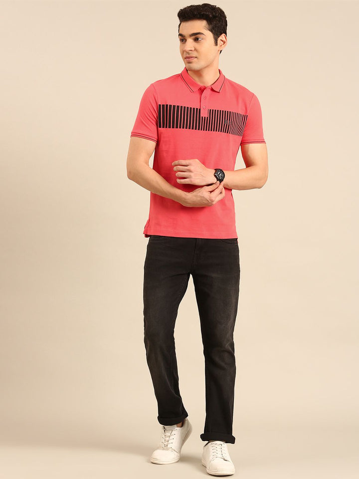 Being Human Striped Polo Collar Pure Cotton T-shirt