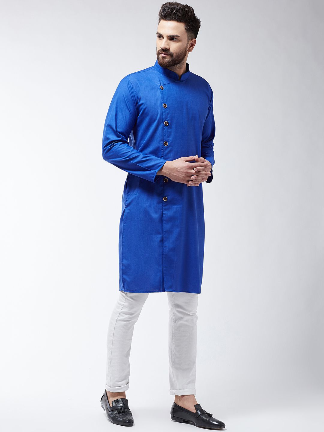 SOJANYA Lelaki Biru Solid Kurta Lurus
